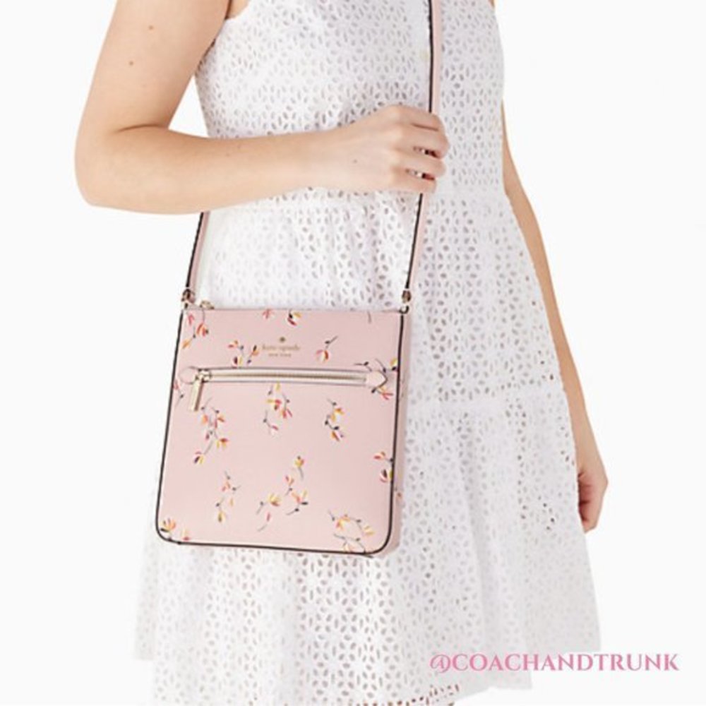 kate spade Sadie North South Crossbody Bag Pink Multi Floral Print with Wallet - Picture 10 of 12